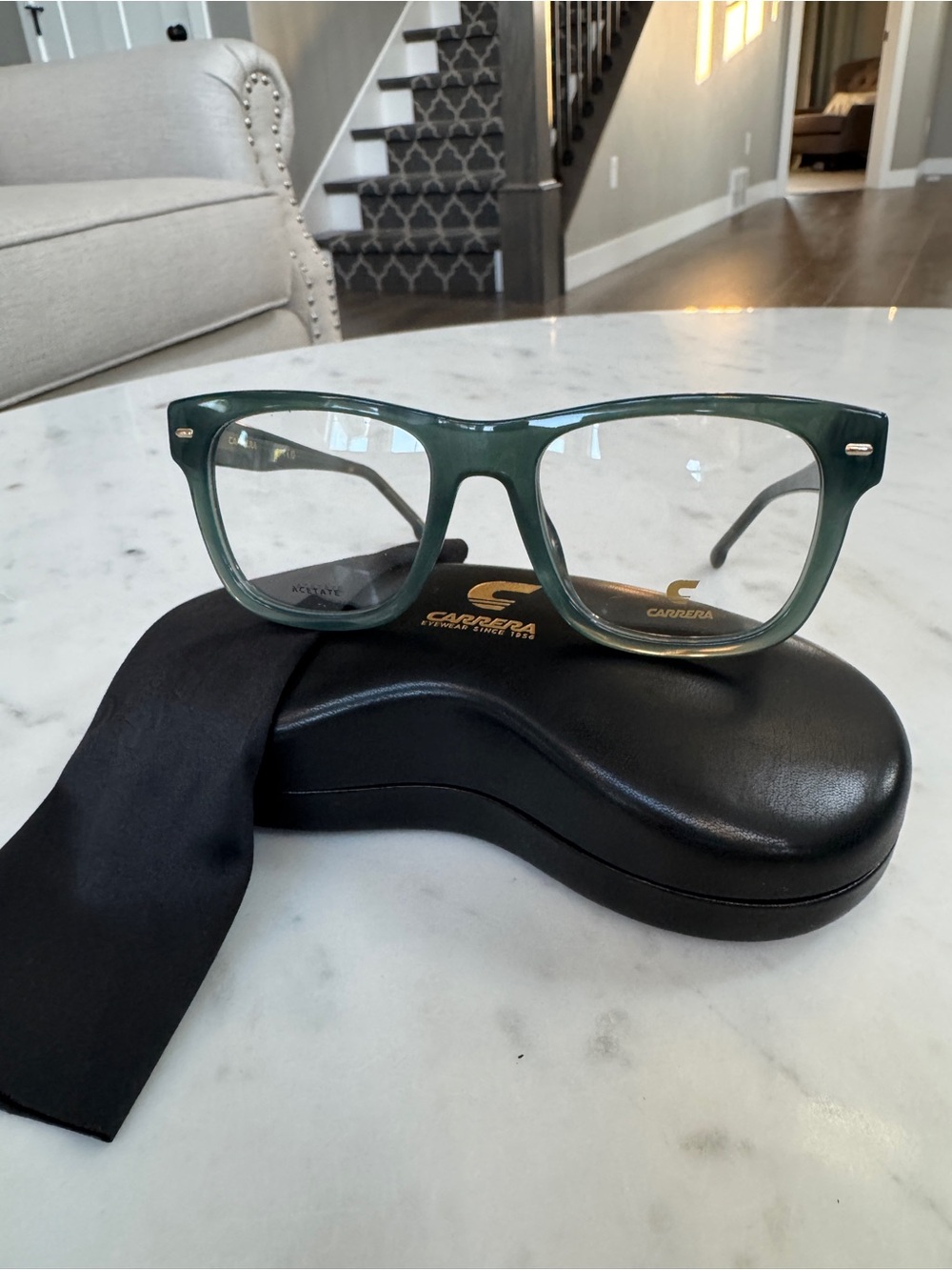 NWT Carrera 3021 Green Acetate Eyeglass Frames w/ Case & Cloth